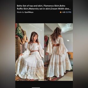 Elegant Boho Cream Handmade Two Piece Set